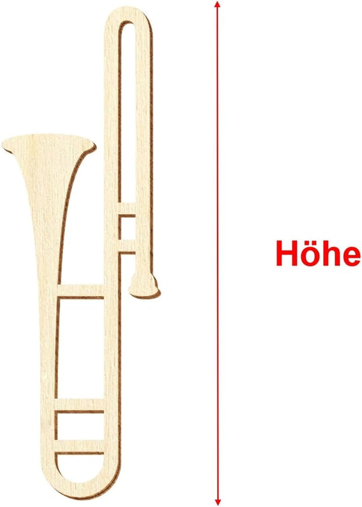 Holz Posaune - Deko Zuschnitte 5-50cm, Grösse:31cm, Pack mit:1 Stück 31cm 1 Stück, 31cm 1 Stück