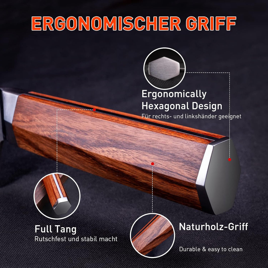 FUJUNI Steakmesser Set 4teilig, 4er Damast Steakmesser-Set Mit Extrem Scharf 12.5cm Klinge Aus 67 La