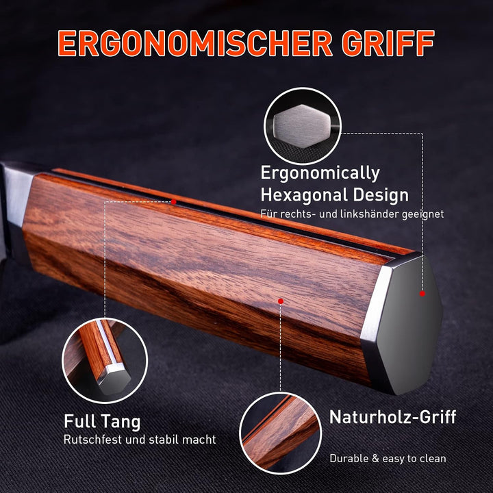 FUJUNI Steakmesser Set 4teilig, 4er Damast Steakmesser-Set Mit Extrem Scharf 12.5cm Klinge Aus 67 La