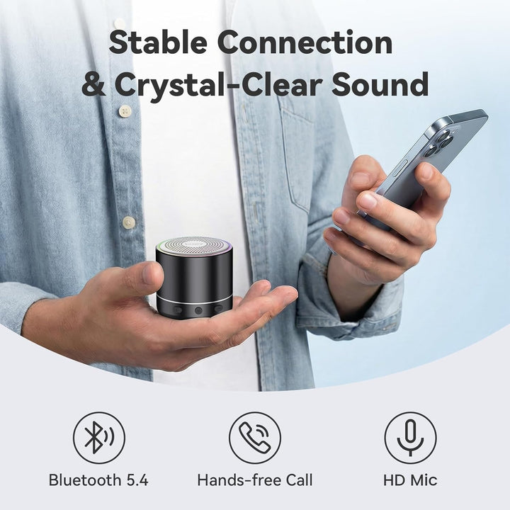 Mini Bluetooth Lautsprecher (83g), Musikbox Bluetooth 5.4 mit RGB Lichter, HD-Sound & starke Bass, T