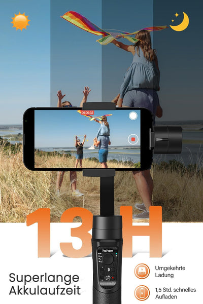 Smartphone Gimbal Stabilisator, hohem iSteady Mobile Plus 3-Achsen Stabilisator für Android/iPhone,