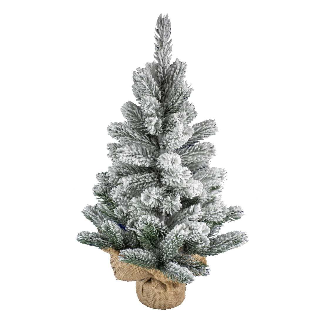 artplants.de Kunst Tannenbaum Innsbruck, Jutesack, beschneit, 75cm, Ø 40cm - Tisch Weihnachtsbaum