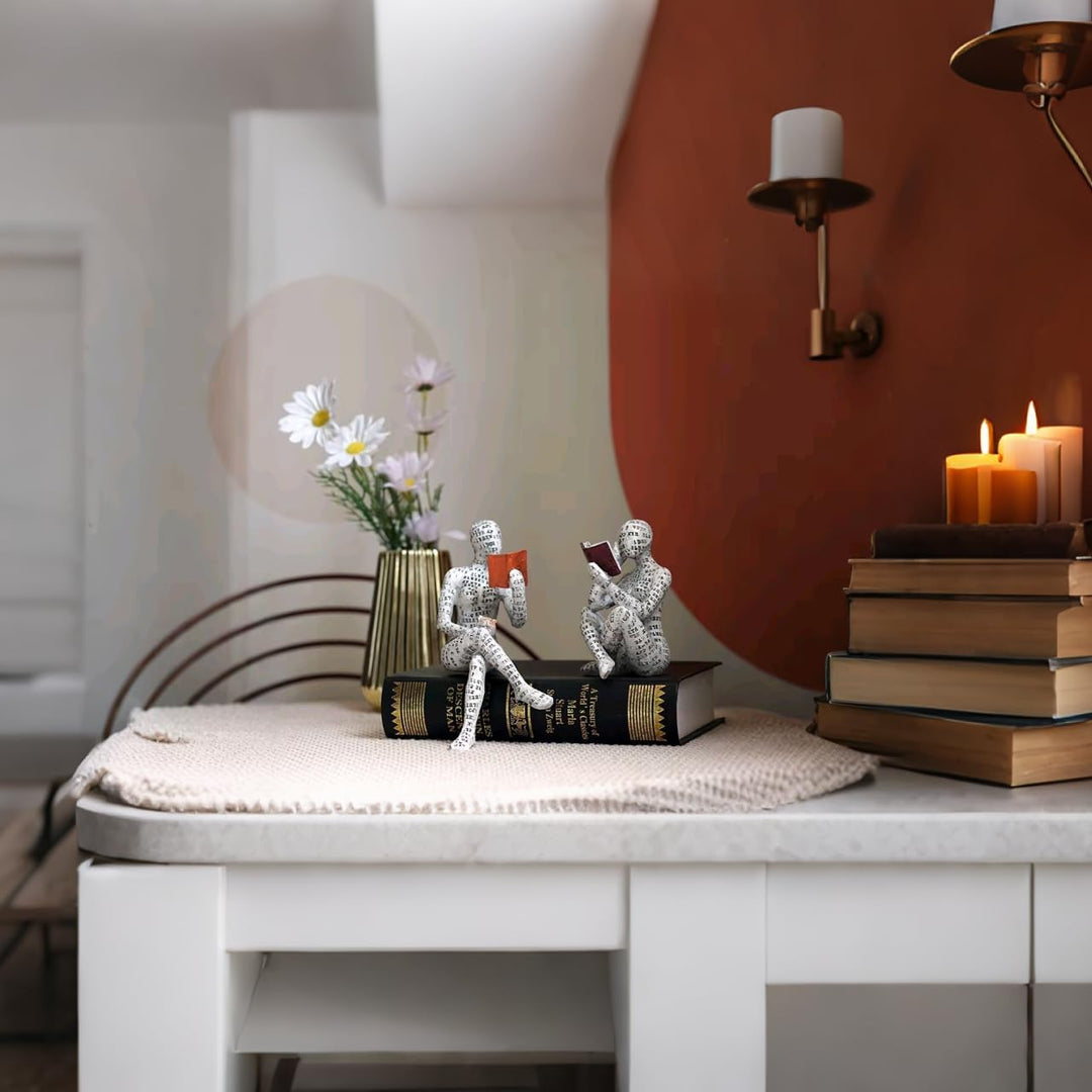 PIGPIGFLY 3pcs Leserstatue,Deko Figuren,Deko Wohnzimmer,Home Store Dekoration, Leser,Modern Abstract