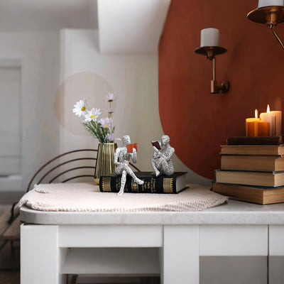 PIGPIGFLY 3pcs Leserstatue,Deko Figuren,Deko Wohnzimmer,Home Store Dekoration, Leser,Modern Abstract