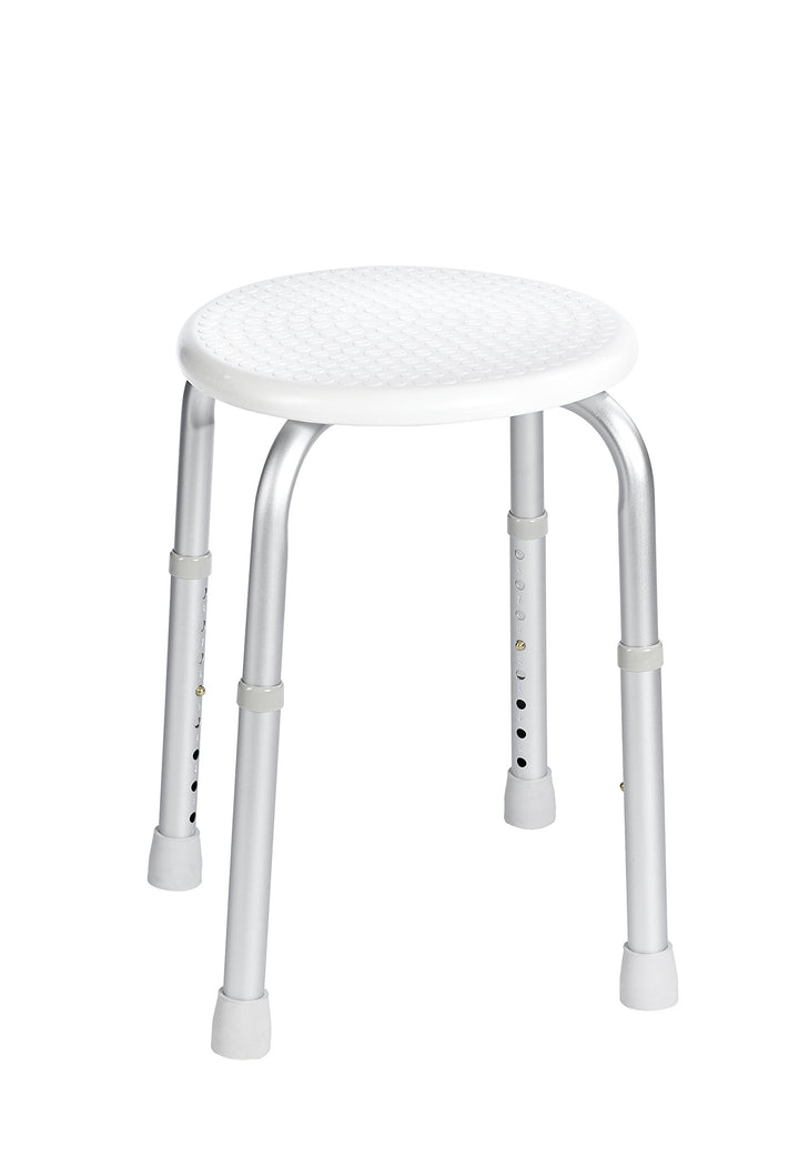 RIDDER Assistent A00603101 Bad-Hocker rund, Rundhocker, Hocker höhenverstellbar, weiss, ca. Ø 34x35-