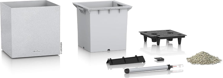Lechuza Canto Stone 30 Low Komplettset quarzweiss 30x30x30 cm Quarzweiss, 30x30x30 cm Quarzweiss
