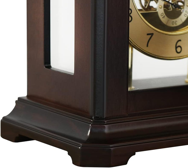 PRIM Design Tischuhr Elegant, Dunkles Holz/Elegant, Quarz-Schrittmotor, originelles Zifferblatt, lux