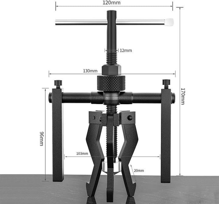 3-Backen Innenlager-Abzieher, Lager Abzieher mit 3 Arming | 18 bis 40 mm | 1 Ton | Aus Chrom-Vanadiu