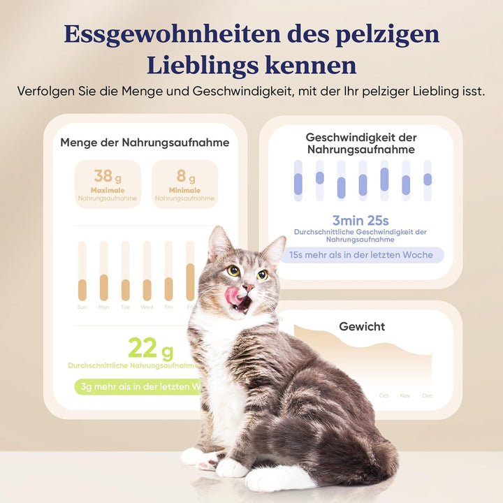 Smart Futterautomat, 3 Stück, Farbwechselnde Erinnerung, Haustierfutter-Trockenmittel hält Futter tr