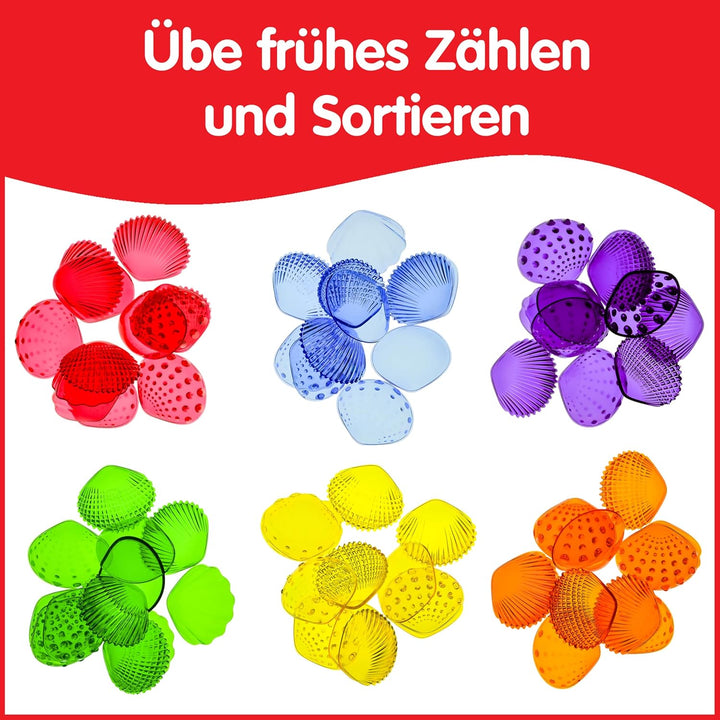 edxeducation Tastmuscheln - Set mit 72 Stück - Lichtdurchlässig - 6 Strukturen und Farben - Alter ab