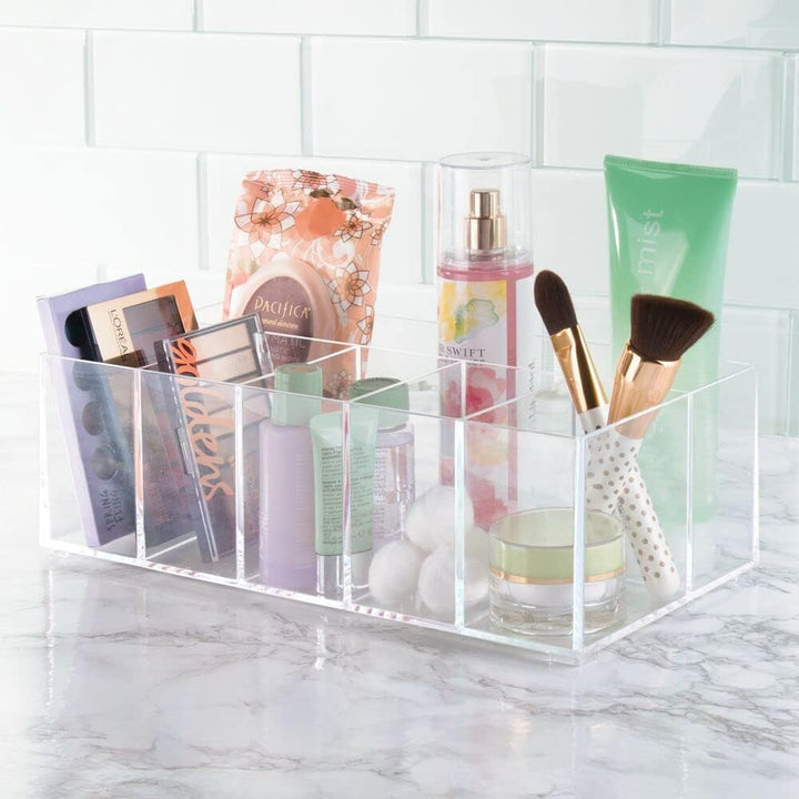 mDesign Kosmetik Organizer – Aufbewahrungsbox mit sechs Fächern für Make-up, Nagellack und Beautypro