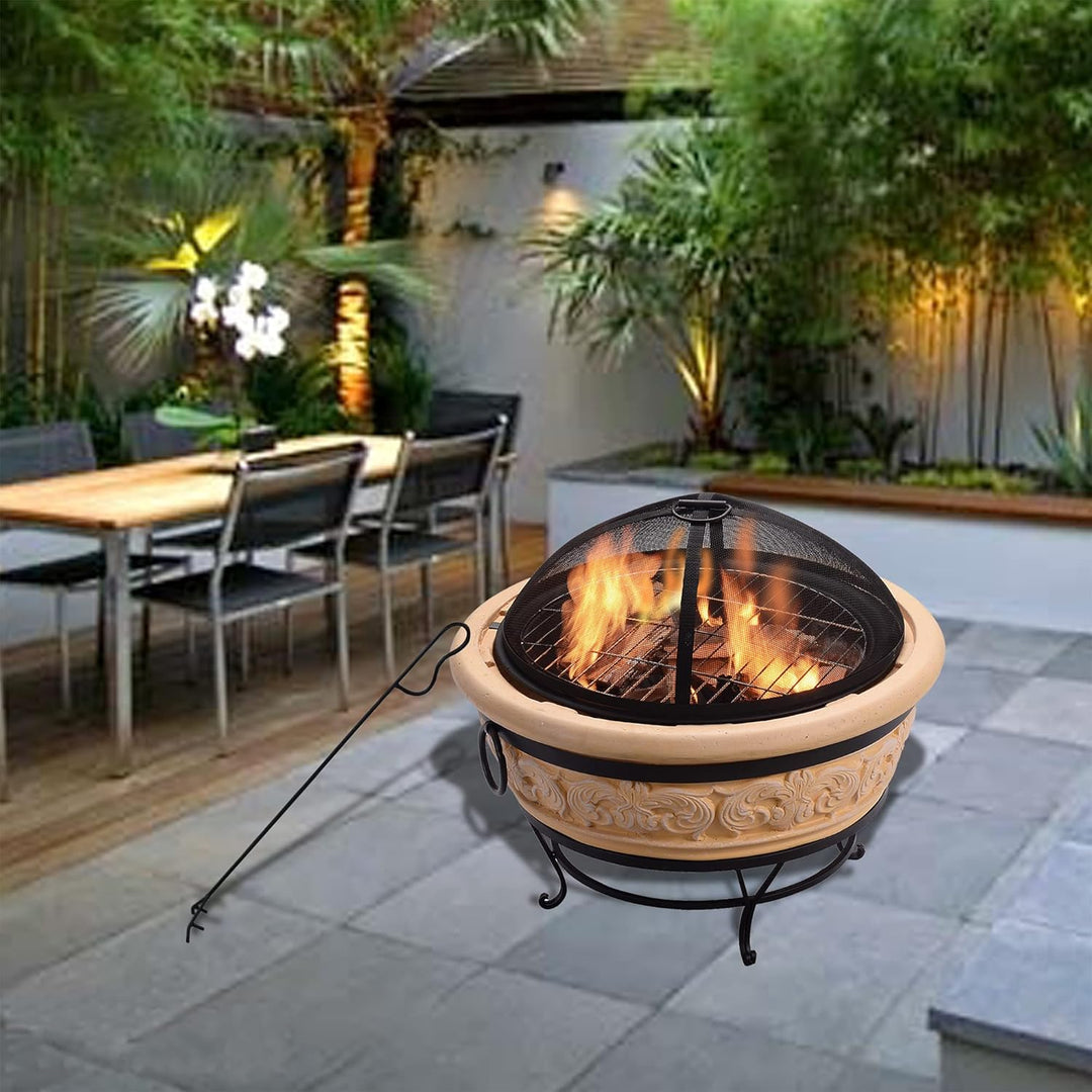 Peaktop - Feuerstelle für Brennholz für den Aussenbereich, 68 cm, rund, komplexes Design HR26303AA-S