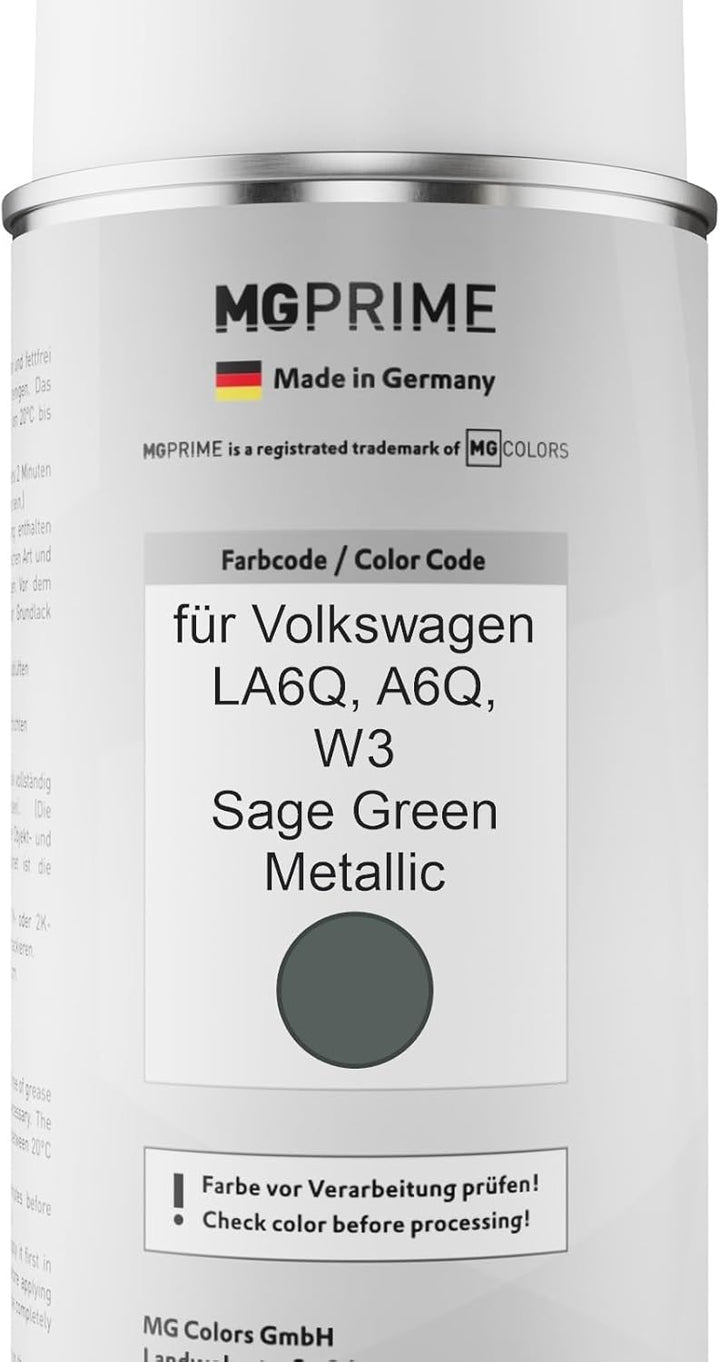MG PRIME Autolack Sprühdosen Set für Volkswagen VW LA6Q / A6Q / W3 Sage Green Metallic Basislack Kla