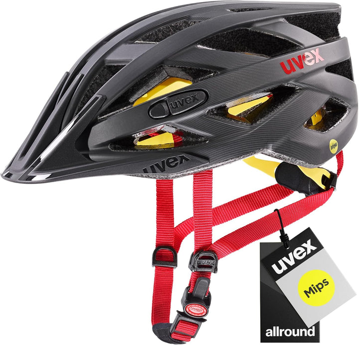 Uvex i-vo cc Mips - Allround Helm - Fahrradhelm Titan - Red Mat 52-57 cm Single, Titan - Red Mat 52-