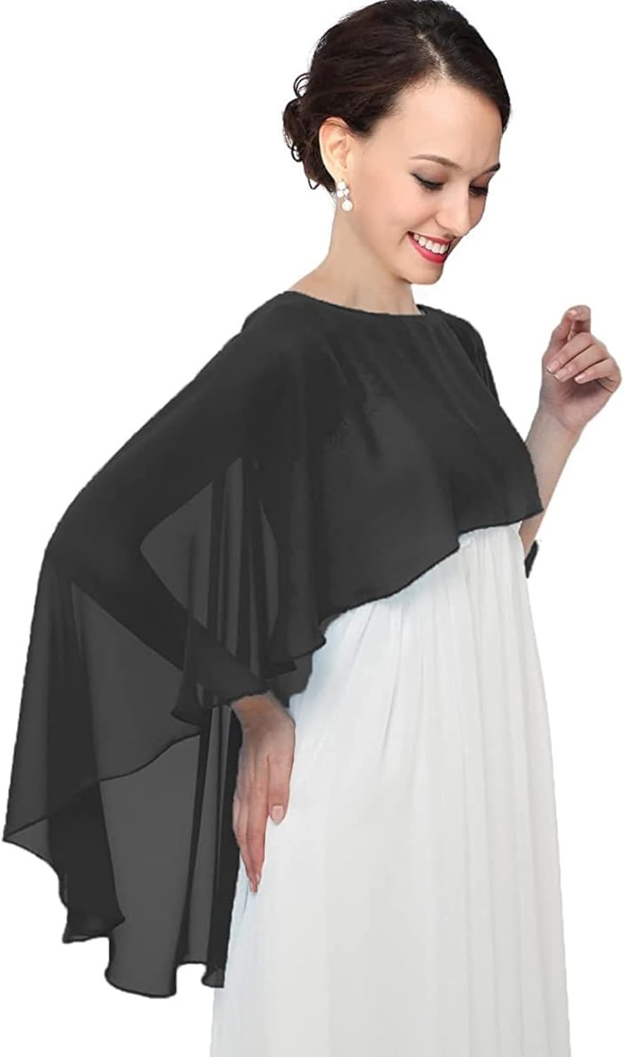 Damen Chiffon Schal Stola,Leichter Tücher,Eleganten Cape Umhang,Einfarbiger Capelets für Frauen,Somm