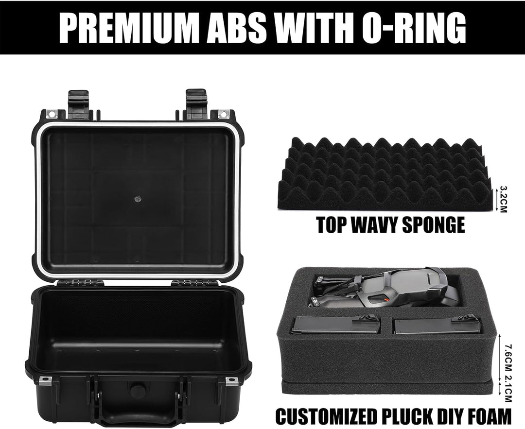 Mayouko Waterproof Plastic Toolbox with Foam Insert, 13.4" x 11.6" x 6", IP67 Lockable Storage Box,