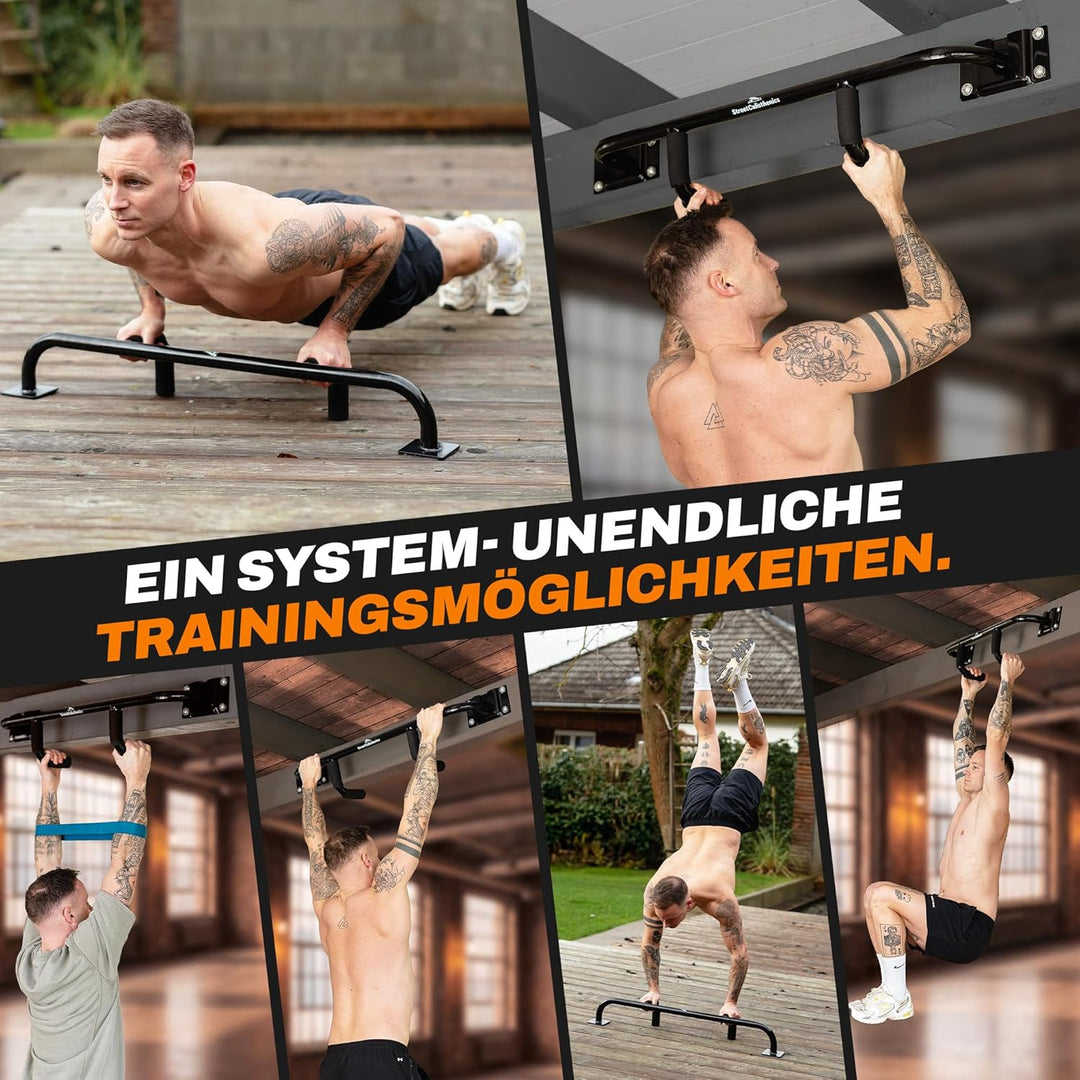 DuoBar Klimmzugstange [Wandmontage Abnehmbar] Calisthenics Equipment Homegym für Zuhause Pull Up Bar