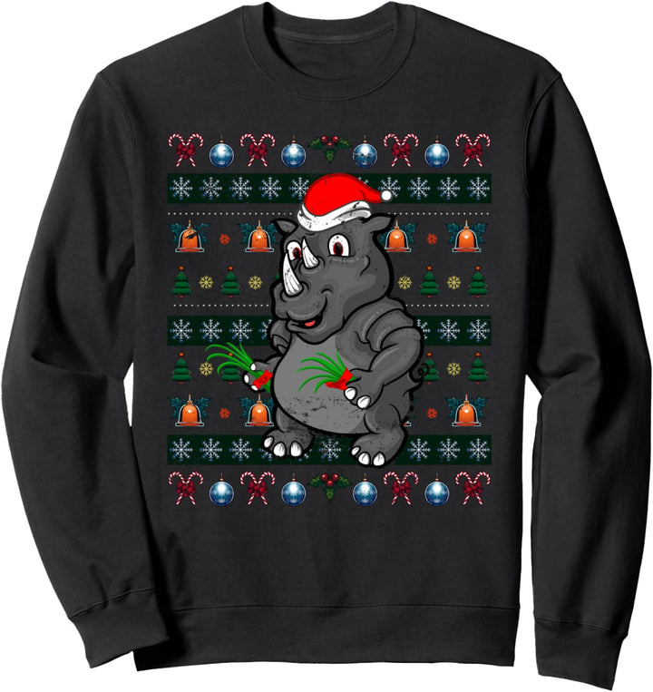 Afrika Tier Weihnachten Geschenk Ugly Christmas Nashorn Sweatshirt