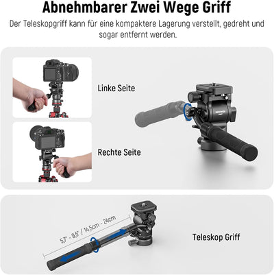 NEEWER Fluidkopf für Videostativ mit +/-10° Nivellierbasis (⌀37mm), Metall Stativkopf Videokopf mit