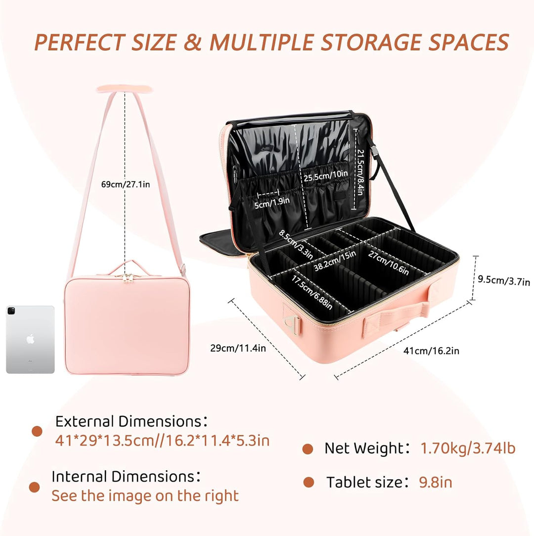 Kosmetiktasche, 3 Lagen Grosse Kapazität Professionelle PU Leder Make Up Organizer Tasche wasserdich