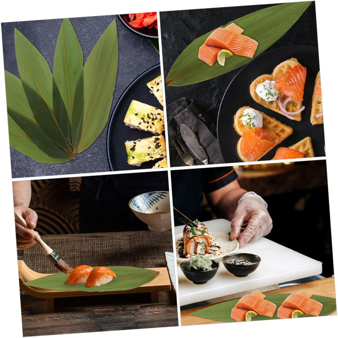 Alipis 200stücke Bambusblätter Sushi Trennblatt Bento Sashimi Dekor Blattornament Japanische Küche Z