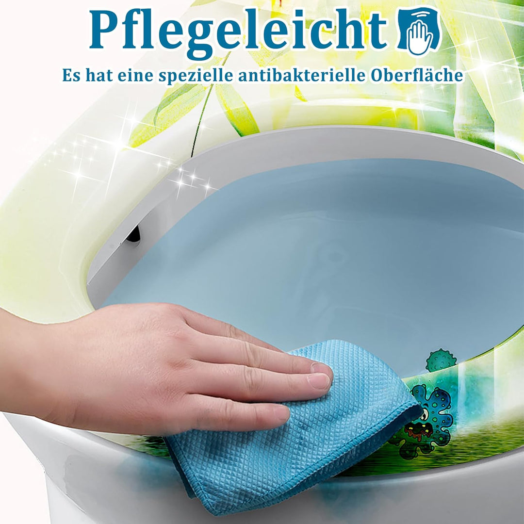 WC-Sitz Toilettendeckel mit Soft-Close, Duroplast &amp; Edelstahl, Antistatisch &amp; Antibakteriell, Abnehm