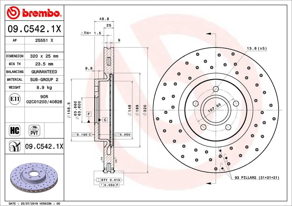 Brembo 09.C542.1X - Bremsscheibe