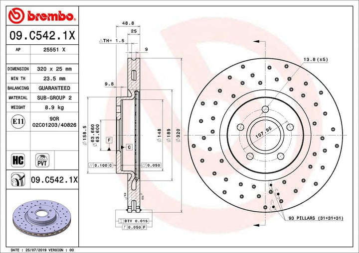 Brembo 09.C542.1X - Bremsscheibe