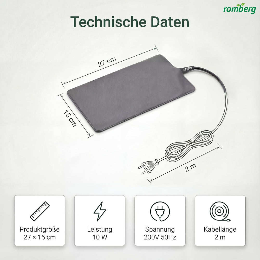 Romberg Heizmatte S | 10 Watt | passend für Zimmergewächshäuser 29 x 19 cm und Terrarien | 27 x 15 c