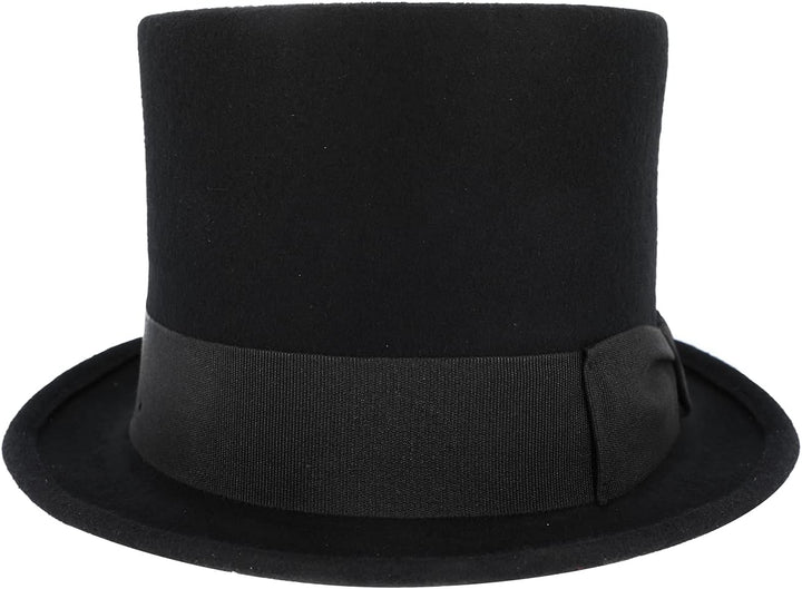 fiebig Zylinder mit Ripsband | Zylinderhut aus 100% Wolle für Damen und Herren | Klassischer Wollfil