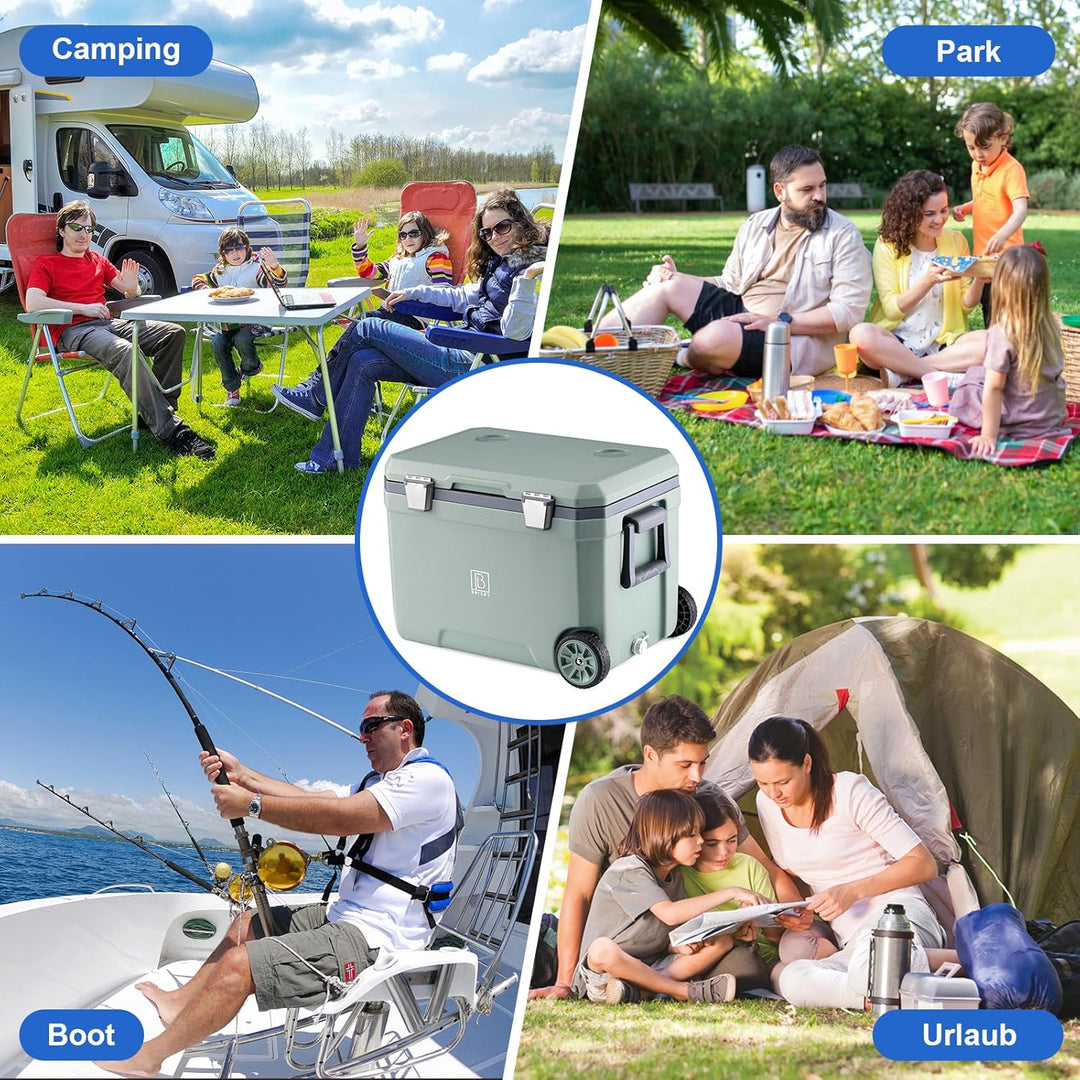 Brisby Kühlbox Camping - 45L, Kühlbox ohne Strom, inkl. 4 Dicke Kühlelemente, 3 Tage kühle Isolation
