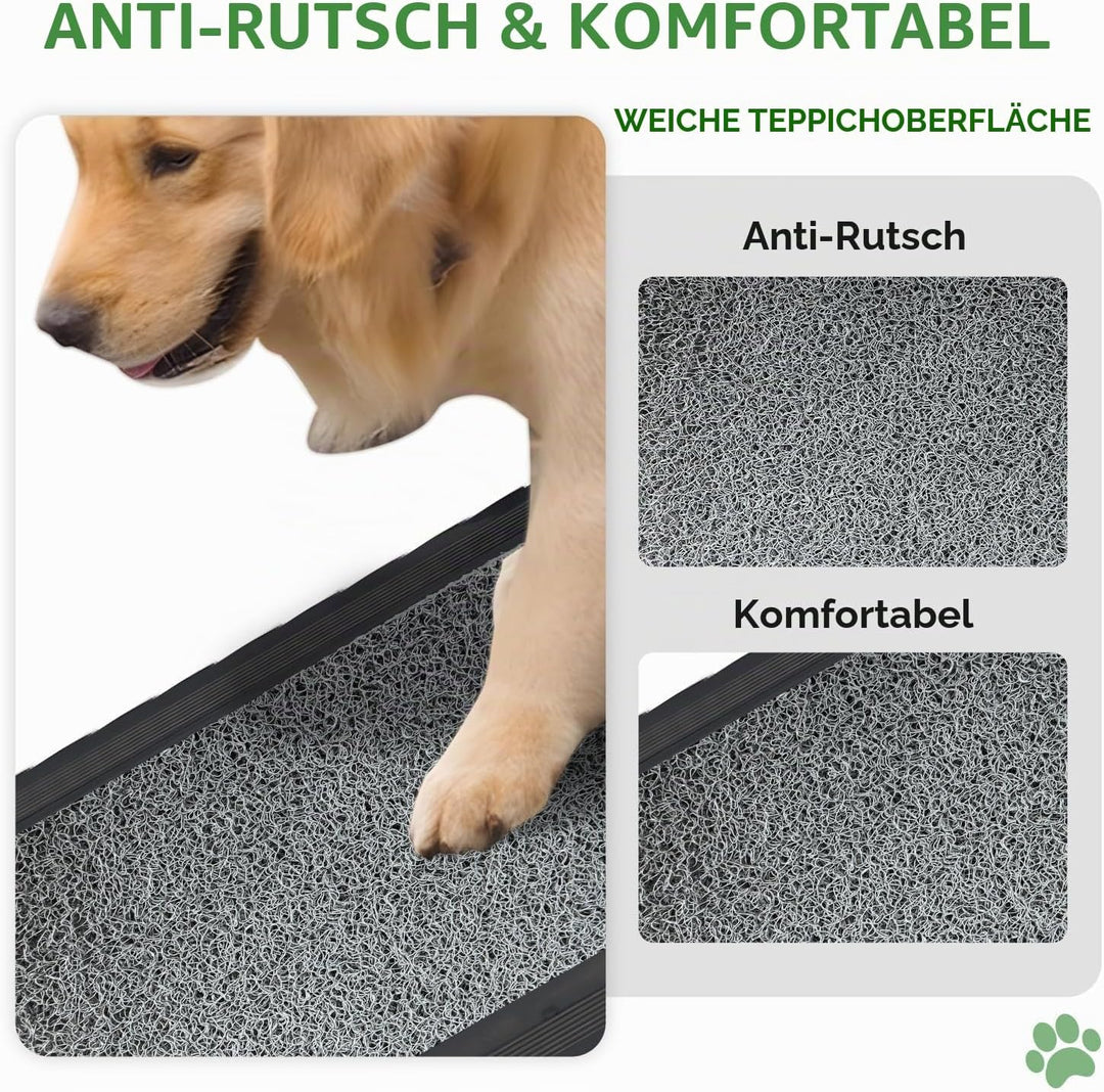 Hunderampe Auto Klappbar 170 x 44 cm Grau, mit Rutschfester Teppichoberfläche, bis 70 kg, Leicht Alu