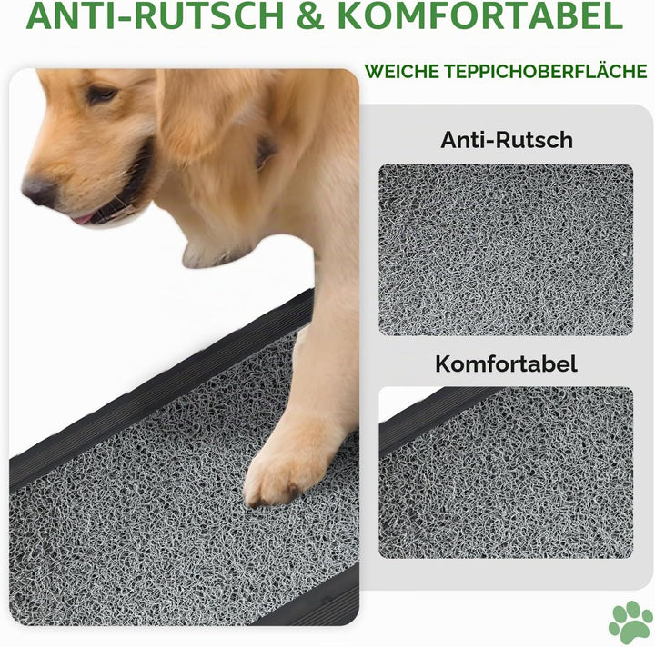 Hunderampe Auto Klappbar 170 x 44 cm Grau, mit Rutschfester Teppichoberfläche, bis 70 kg, Leicht Alu