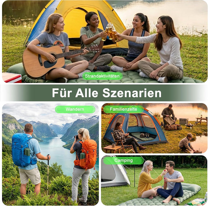 AMZBOSS Isomatte Selbstaufblasend Ultraleicht, Isomatte Camping mit Fusspumpe &amp; Kissen, Selbstaufbla