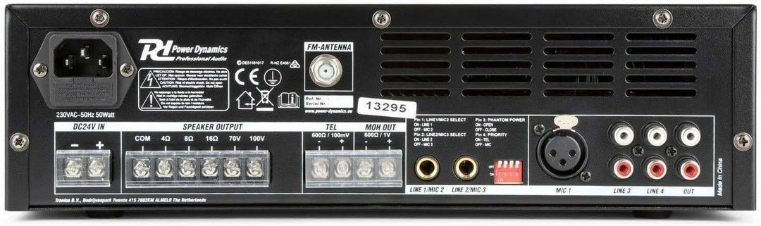 Power Dynamics PBA120 100 V Verstärker 120 W mit MP3-Player, Tuner und Bluetooth