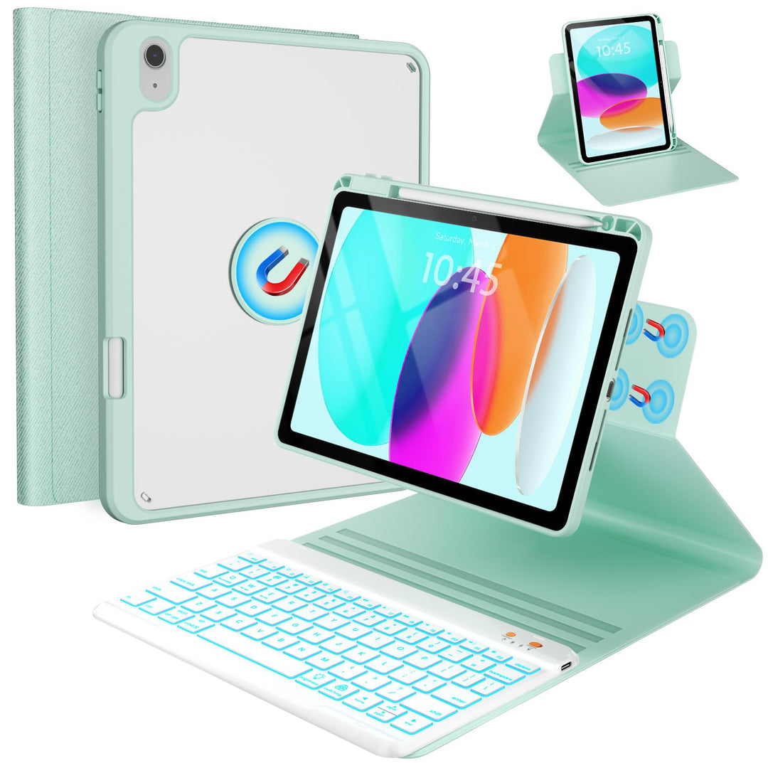 OYEEICE Hülle mit Tastatur für iPad A16 11 Generation 2025/10 Generation 2022 (11/10.9 Zoll), Vergrö