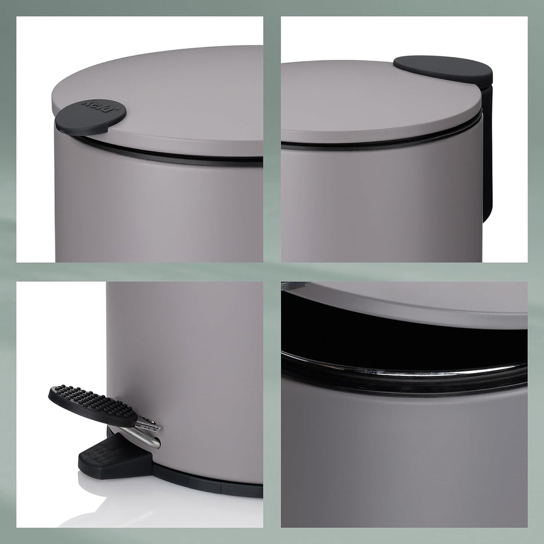 kela Kosmetikeimer Mats, 5 L, Ø 20,5 cm, Metall, weiss, Silent-Close, herausnehmbarer Inneneimer mit