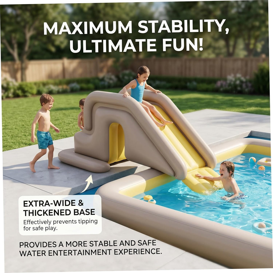 Aufblasbare Poolrutsche, aufblasbarer Ponton mit breiter Wasserbasis, einfacher Aufbau, PVC für drin