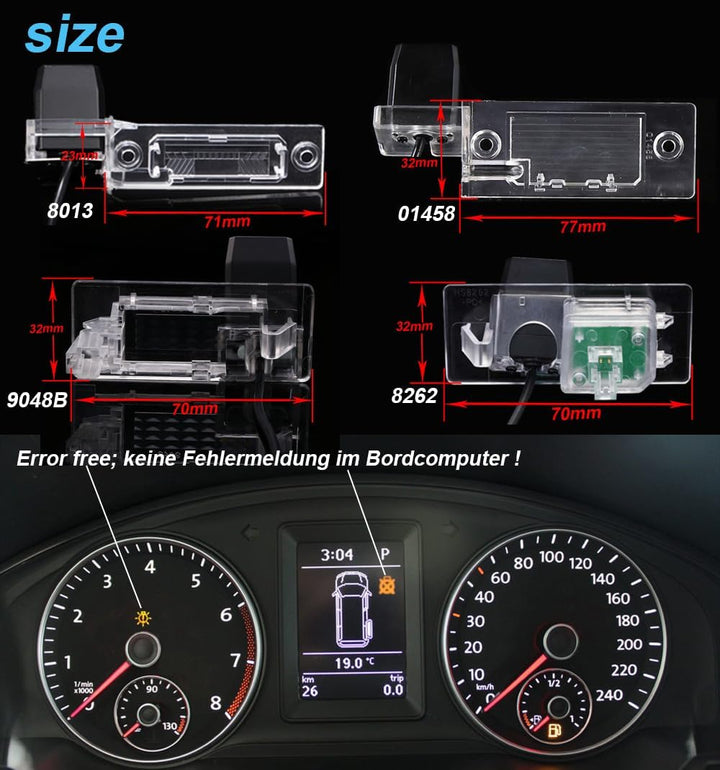 HD Farbe Nachtsicht Rückfahrkamera Ersatz für Seat Alhambra/Ateca/Ibiza/Skoda Octavia/Rapid Spacebac