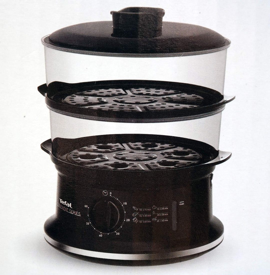 Tefal VC140135 Dampfgarer, Edelstahl, Schwarz,