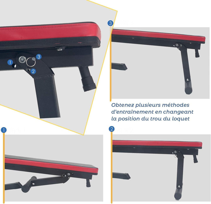 ISE Hantelbank, faltbar, verstellbar, mit Stangenhalterung, für Hantel und Dip-Station, verstellbar,