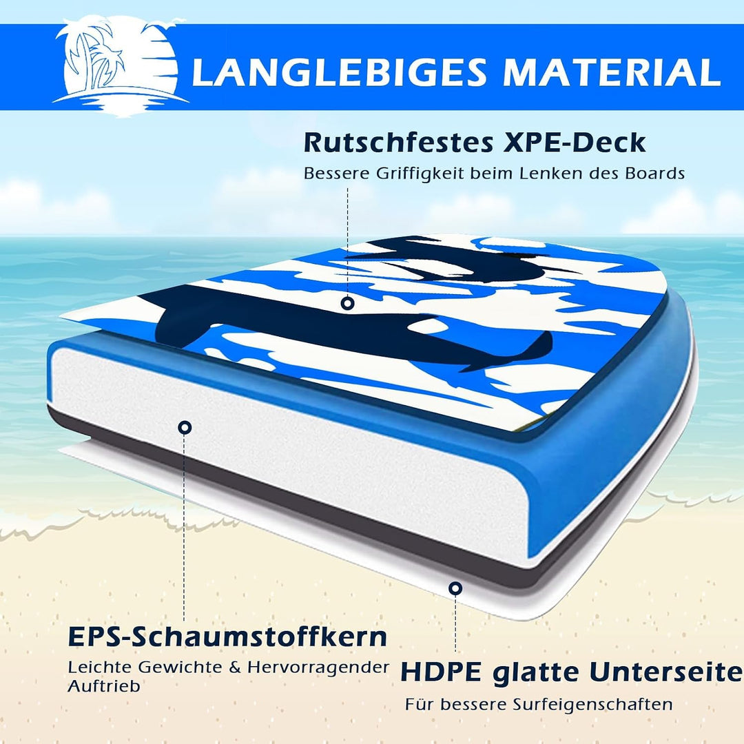 GYMAX Surfbrett, Schwimmbrett mit Zugseil &amp; EPS Schaumstoff-Kern, Bodyboard Surfboard für Kinder &amp; E