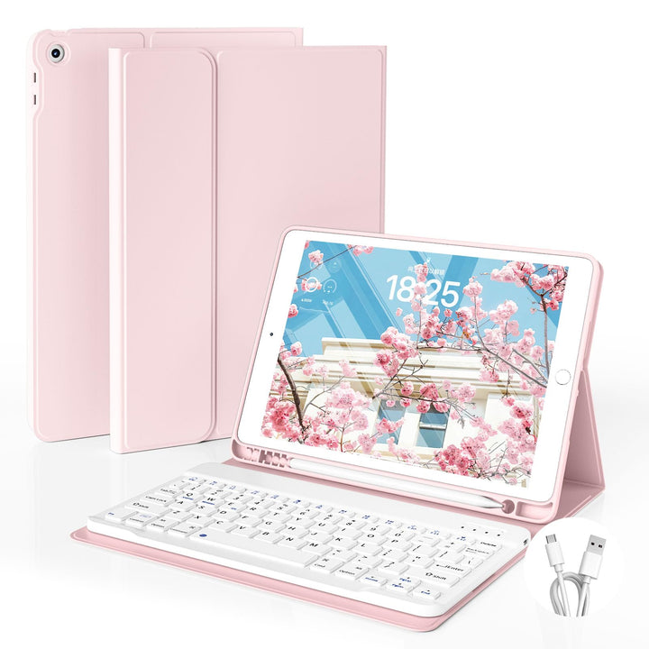 JKSML Tastatur Hülle für iPad 9./ 8./ 7. Generation (2021/2020/ 2019) mit Pencil Halter, Soft TPU Rü