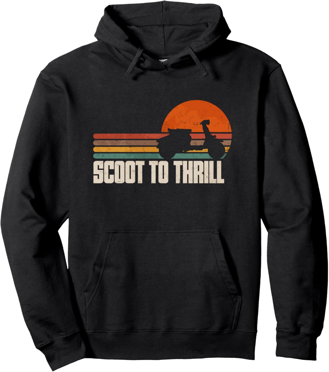 Vintage Motorroller Moped Scoot to Thrill Roller-Fahrer Pullover Hoodie