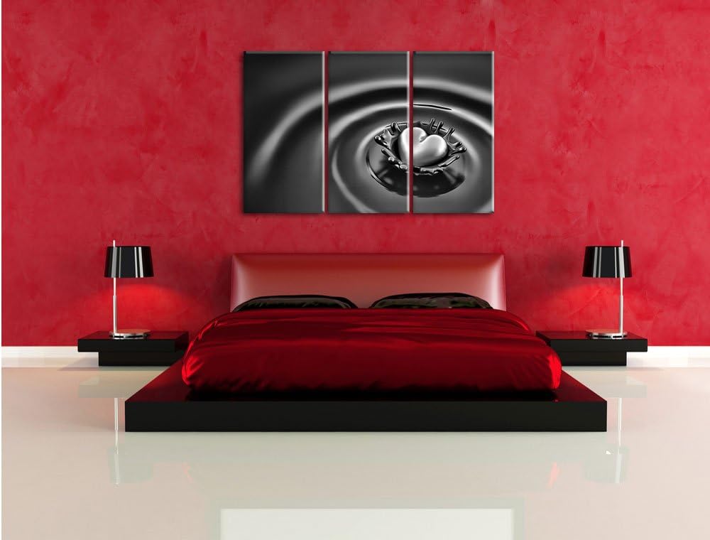 Pixxprint Monocrome, Goldherz in Schoko 3-Teiler Leinwandbild 120x80 Bild auf Leinwand