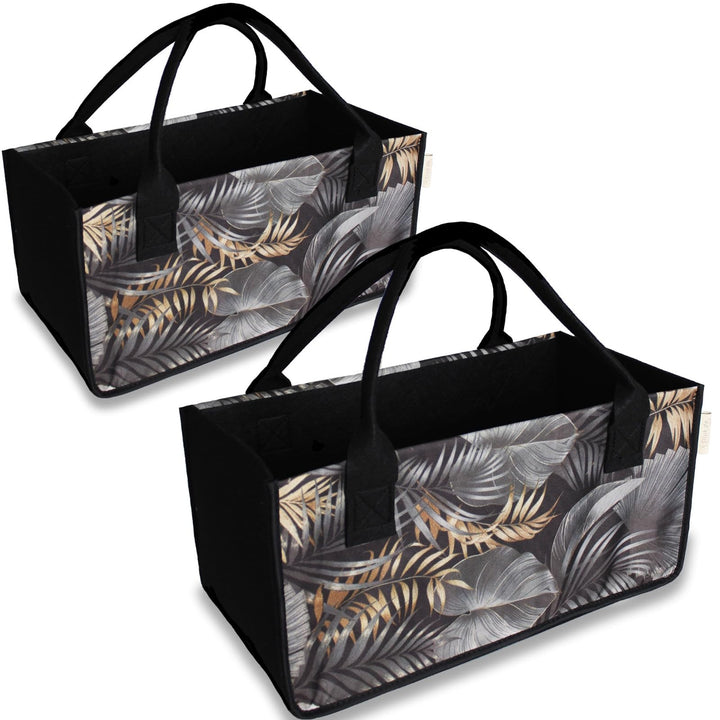 2 Stück Filztaschen Einkaufstasche Kaminholztasche Kaminholzkorb Filz Zeitungsständer Zeitungskorb (