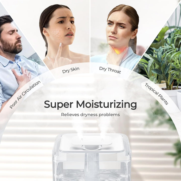 CHIVALZ Top Fill Luftbefeuchter für Grosse Räume, 6L mit Nachtlicht, 360°Drehbare Düse Humidifier, 2
