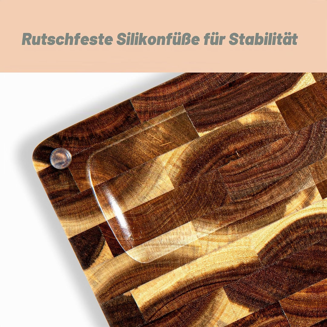 Schneidebrett Holz aus Akazienholz, TJ POP Holzschneidebrett Gross 38 x 28 x 3cm, Premium Küchenschn