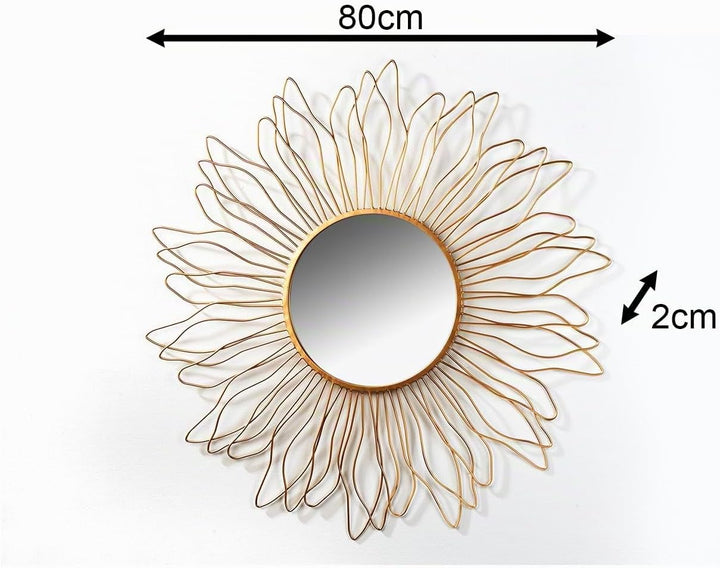 Kobolo Spiegel Wandspiegel Dekospiegel - Sun - lackiertes Metall - goldfarben - 80cm XXL