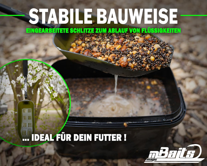 Magic Baits Futterschaufel Wide mit Griff Futterkelle Bait Spoon with Slots and Handle Futterschaufe
